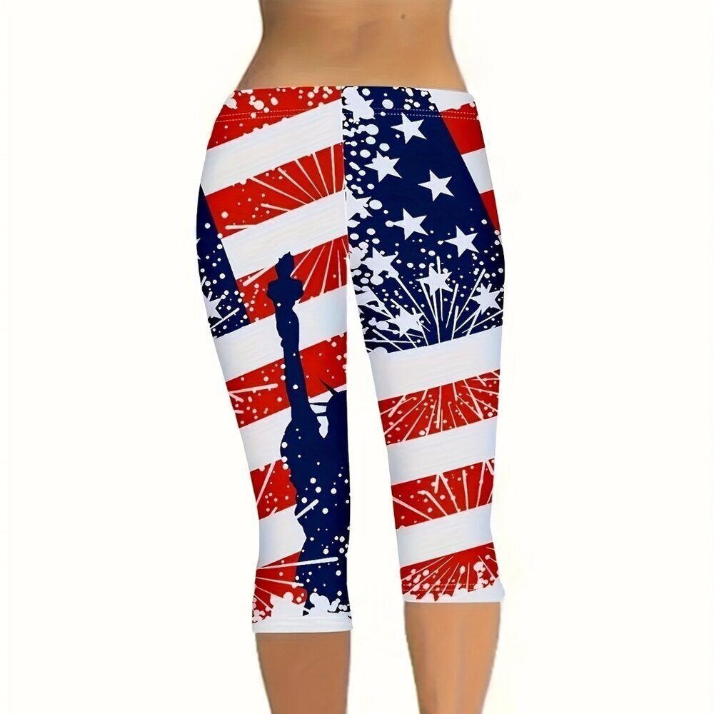 Travel Passions - Plus Size Independence Day Print Skinny Leggings